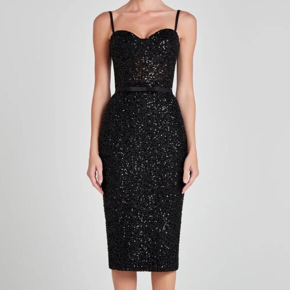 Nadine Merabi NWT Victoria Black Sequin Dress - Picture 1 of 4
